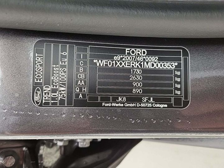 Photo 26 VIN: WF01XXERK1MD00353 - FORD ECOSPORT 