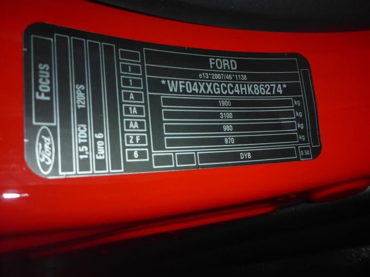 Photo 12 VIN: WF04XXGCC4HK86274 - FORD FOCUS 