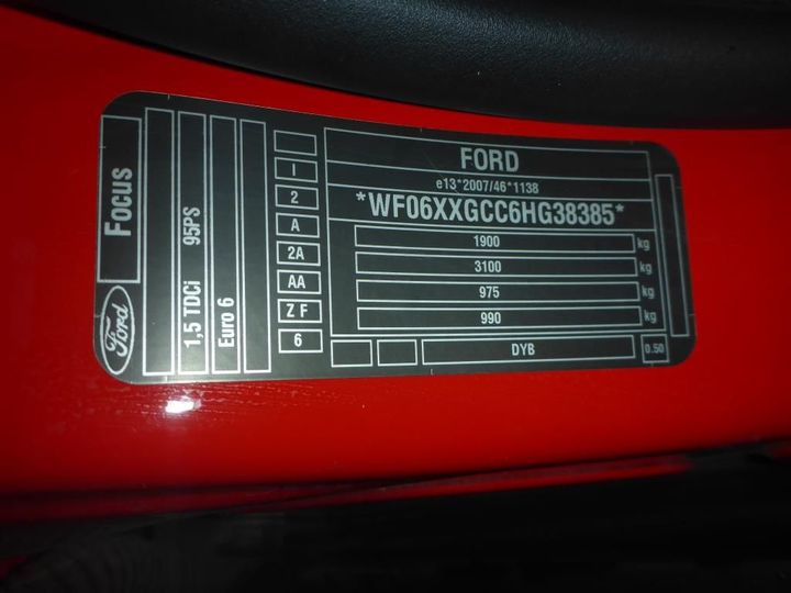 Photo 12 VIN: WF06XXGCC6HG38385 - FORD FOCUS 