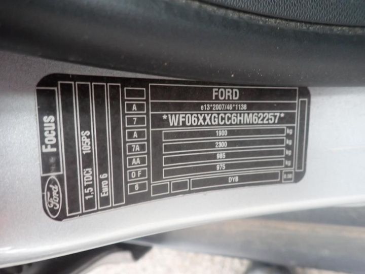 Photo 9 VIN: WF06XXGCC6HM62257 - FORD FOCUS SW 