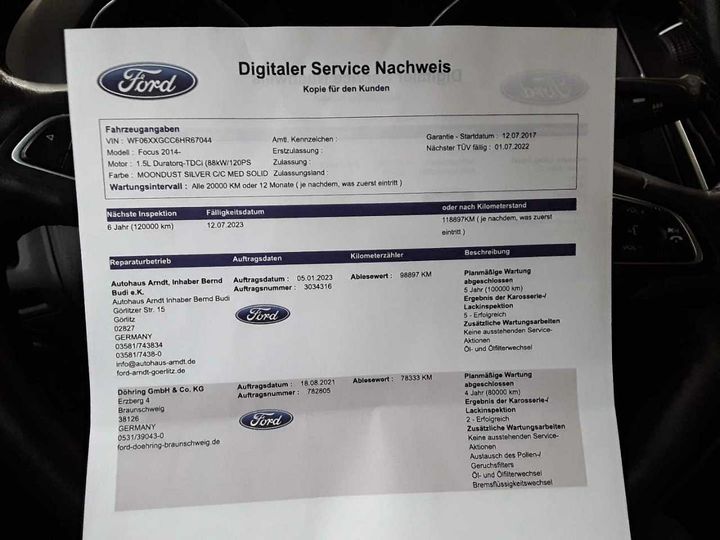 Photo 17 VIN: WF06XXGCC6HR67044 - FORD FOCUS TURNIER 1.5 