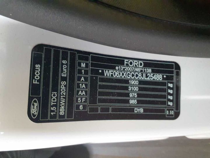 Photo 10 VIN: WF06XXGCC6JL25488 - FORD FOCUS TURNIER 1.5 