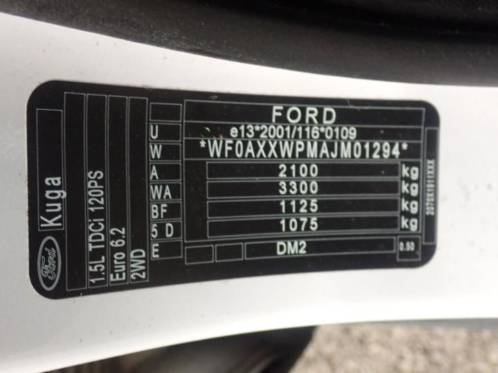 Photo 12 VIN: WF0AXXWPMAJM01294 - FORD KUGA 