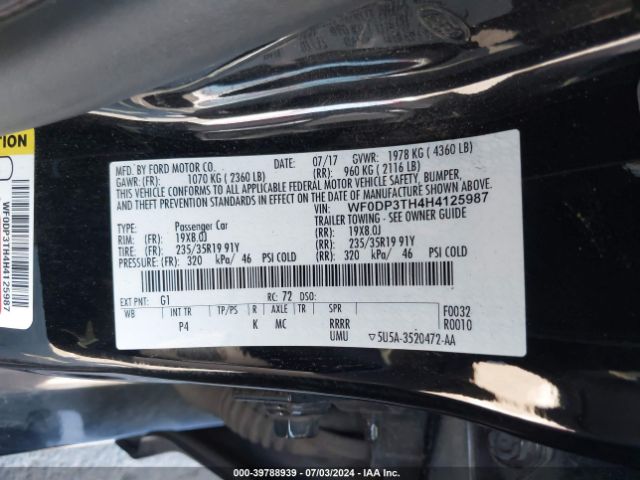 Photo 8 VIN: WF0DP3TH4H4125987 - FORD FOCUS 