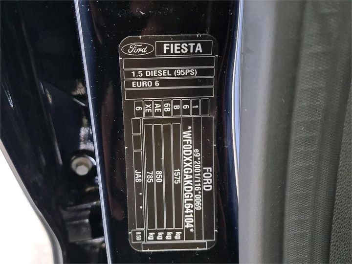 Photo 8 VIN: WF0DXXGAKDGL64104 - FORD FIESTA 