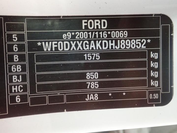 Photo 13 VIN: WF0DXXGAKDHJ89852 - FORD FIESTA REV 