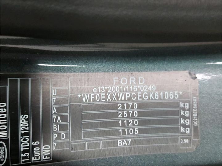 Photo 6 VIN: WF0EXXWPCEGK61065 - FORD MONDEO 