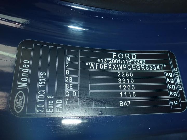 Photo 11 VIN: WF0EXXWPCEGR65347 - FORD MONDEO 