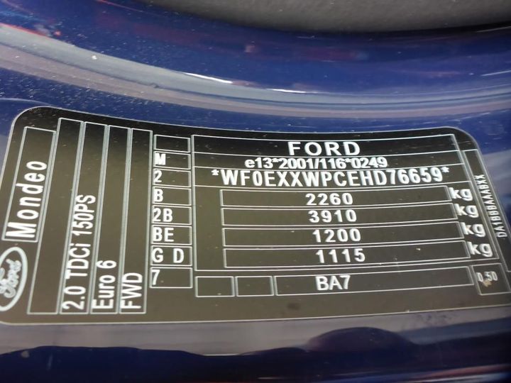 Photo 12 VIN: WF0EXXWPCEHD76659 - FORD MONDEO 