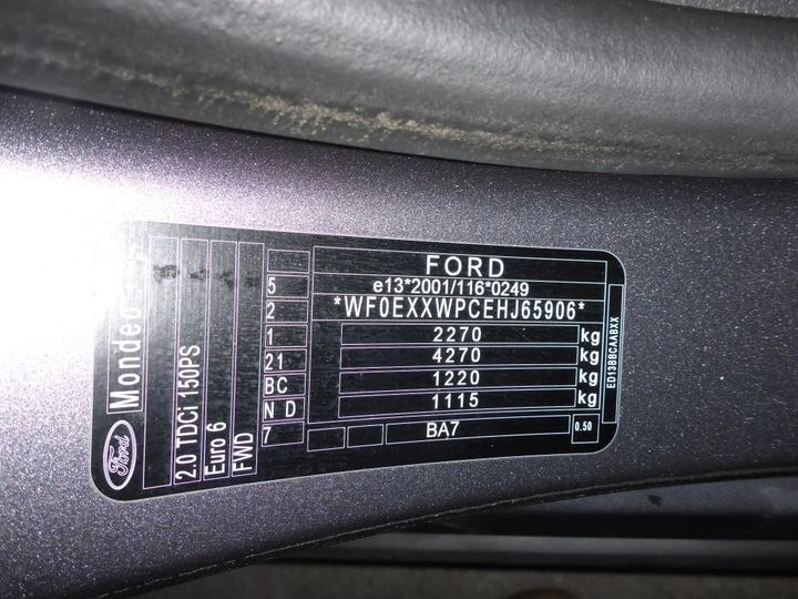 Photo 15 VIN: WF0EXXWPCEHJ65906 - FORD MONDEO 