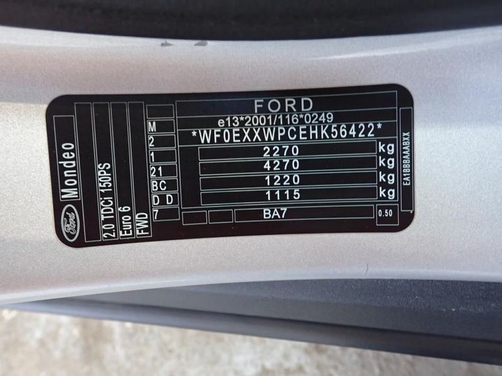 Photo 13 VIN: WF0EXXWPCEHK56422 - FORD MONDEO 