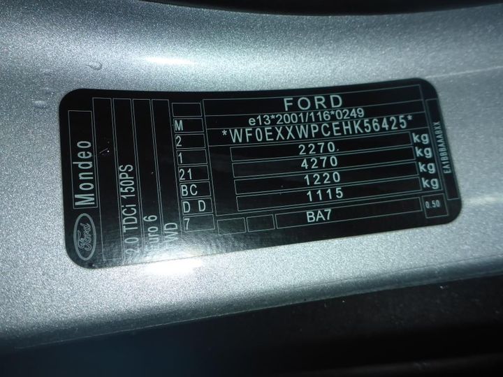 Photo 12 VIN: WF0EXXWPCEHK56425 - FORD MONDEO 