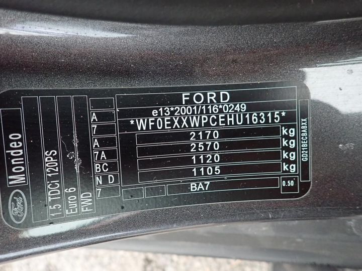 Photo 12 VIN: WF0EXXWPCEHU16315 - FORD MONDEO 5P 