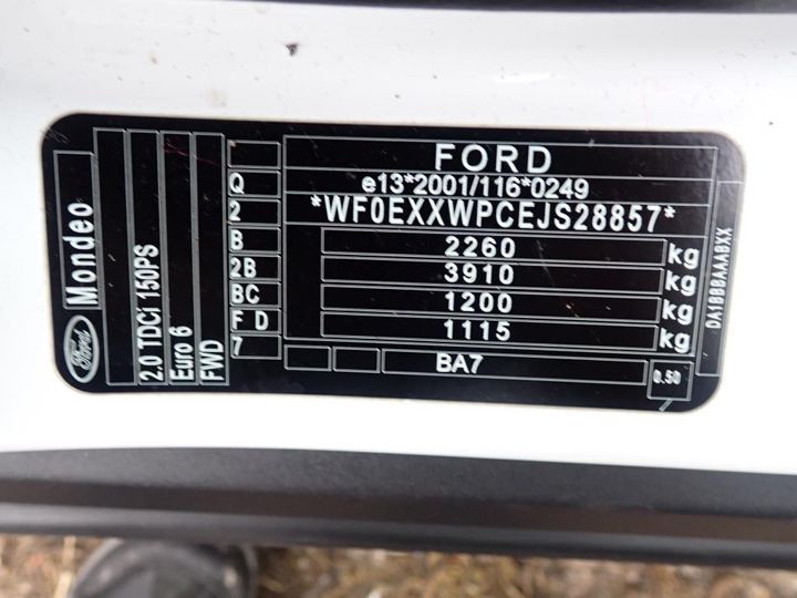 Photo 17 VIN: WF0EXXWPCEJS28857 - FORD MONDEO 