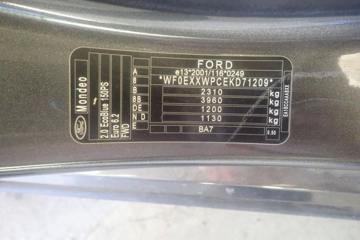 Photo 11 VIN: WF0EXXWPCEKD71209 - FORD MONDEO 5P 