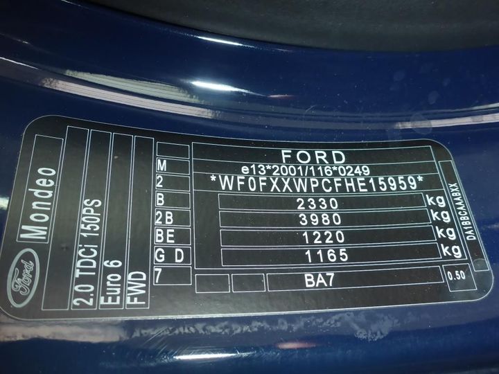 Photo 11 VIN: WF0FXXWPCFHE15959 - FORD MONDEO 