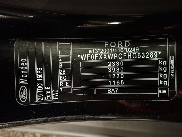 Photo 12 VIN: WF0FXXWPCFHG63289 - FORD MONDEO SW 