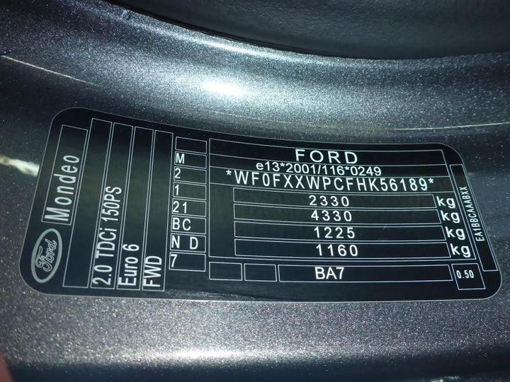 Photo 11 VIN: WF0FXXWPCFHK56189 - FORD MONDEO 