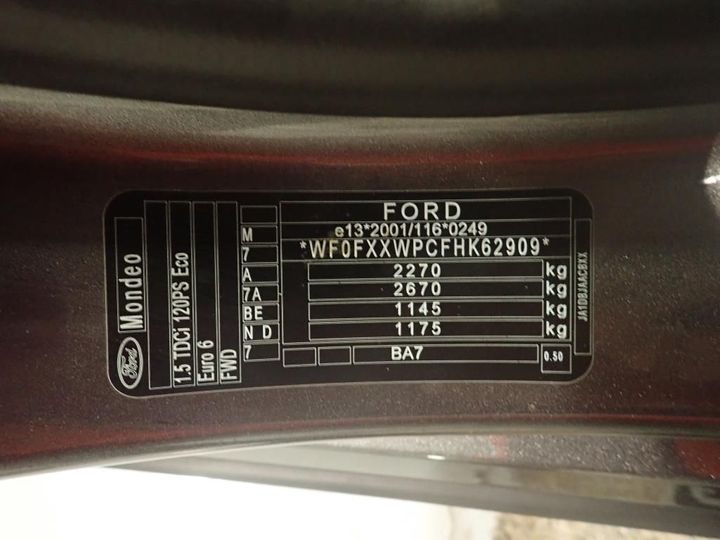 Photo 11 VIN: WF0FXXWPCFHK62909 - FORD MONDEO SW 