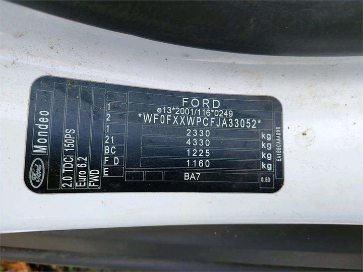 Photo 8 VIN: WF0FXXWPCFJA33052 - FORD MONDEO SW BUSINESS 