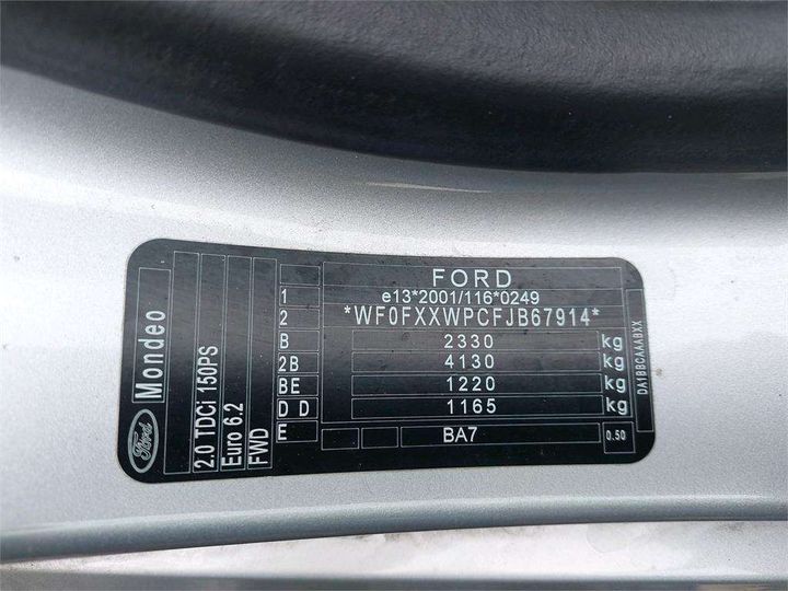 Photo 8 VIN: WF0FXXWPCFJB67914 - FORD MONDEO SW 