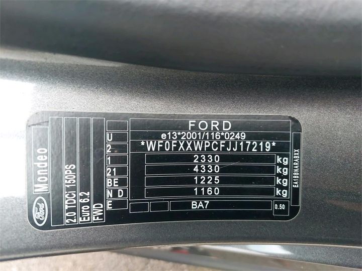 Photo 8 VIN: WF0FXXWPCFJJ17219 - FORD MONDEO SW 