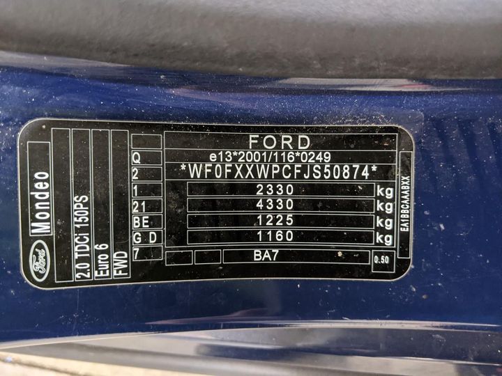 Photo 16 VIN: WF0FXXWPCFJS50874 - FORD MONDEO SW 