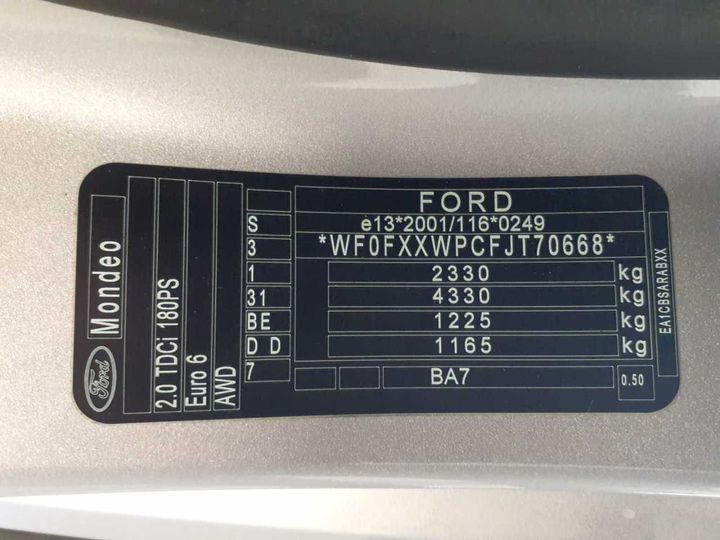 Photo 12 VIN: WF0FXXWPCFJT70668 - FORD MONDEO TURNIER 2.0 