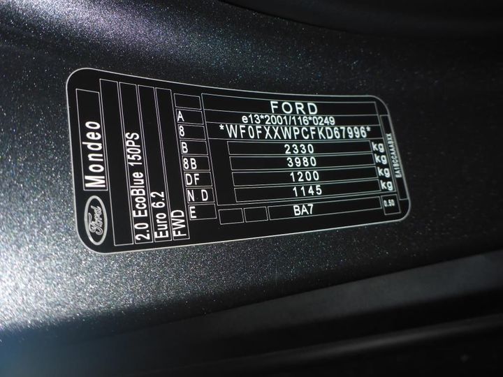 Photo 11 VIN: WF0FXXWPCFKD67996 - FORD MONDEO 