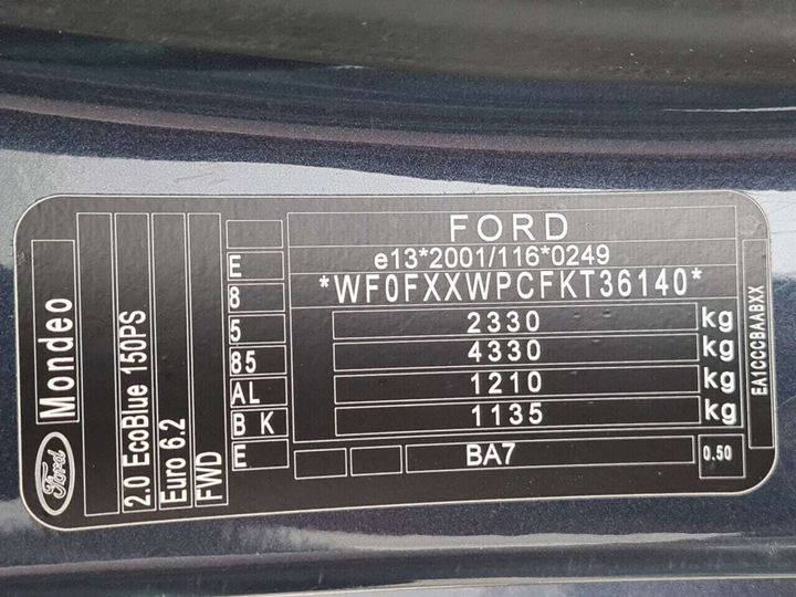 Photo 22 VIN: WF0FXXWPCFKT36140 - FORD MONDEO 