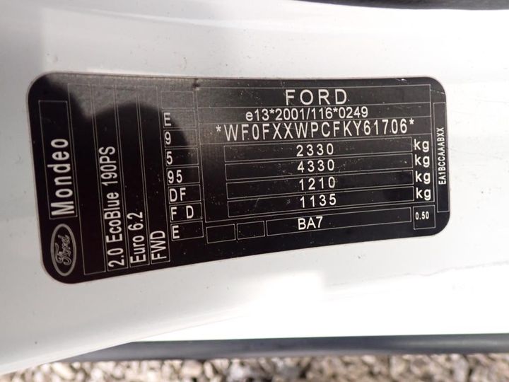 Photo 18 VIN: WF0FXXWPCFKY61706 - FORD MONDEO 