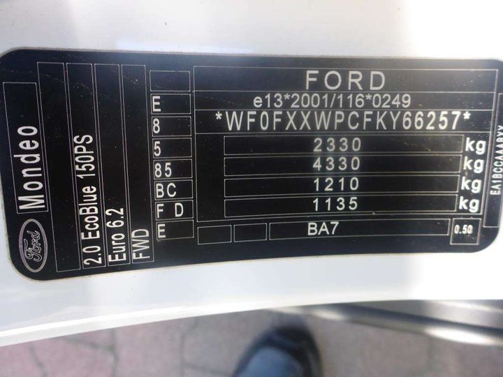 Photo 9 VIN: WF0FXXWPCFKY66257 - FORD MONDEO 