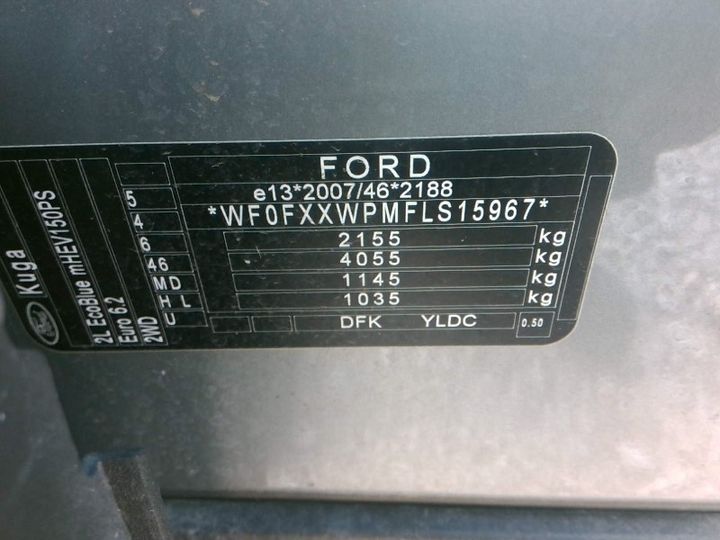 Photo 2 VIN: WF0FXXWPMFLS15967 - FORD KUGA 