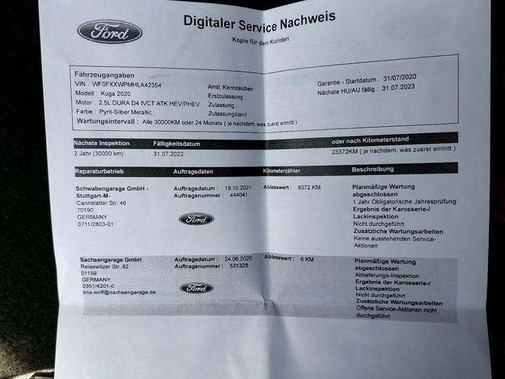 Photo 3 VIN: WF0FXXWPMHLA42354 - FORD KUGA 