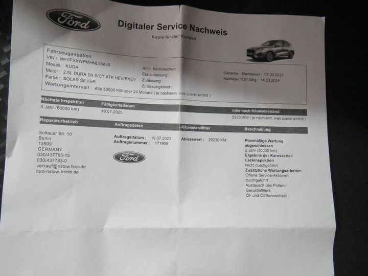 Photo 10 VIN: WF0FXXWPMHNL45845 - FORD KUGA 