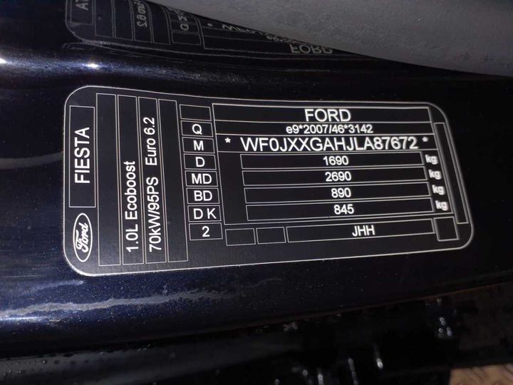 Photo 11 VIN: WF0JXXGAHJLA87672 - FORD FIESTA 1.0 ECOBOOST 