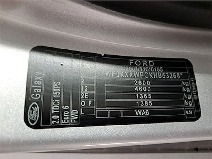 Photo 11 VIN: WF0KXXWPCKHB63268 - FORD GALAXY DIESEL - 2015 