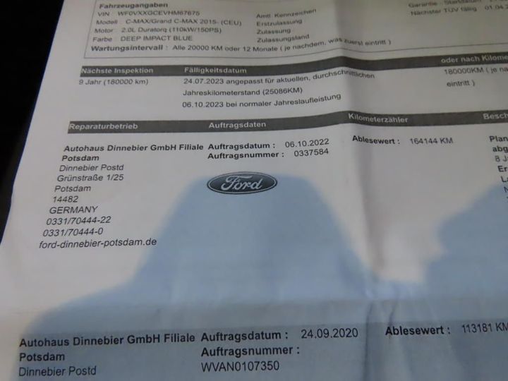 Photo 12 VIN: WF0VXXGCEVHM67675 - FORD C-MAX 