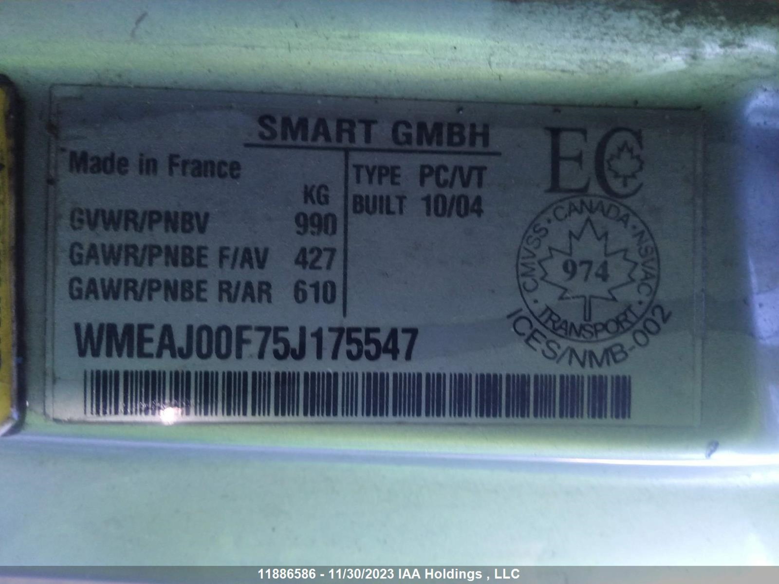 Photo 8 VIN: WMEAJ00F75J175547 - SMART FORTWO 