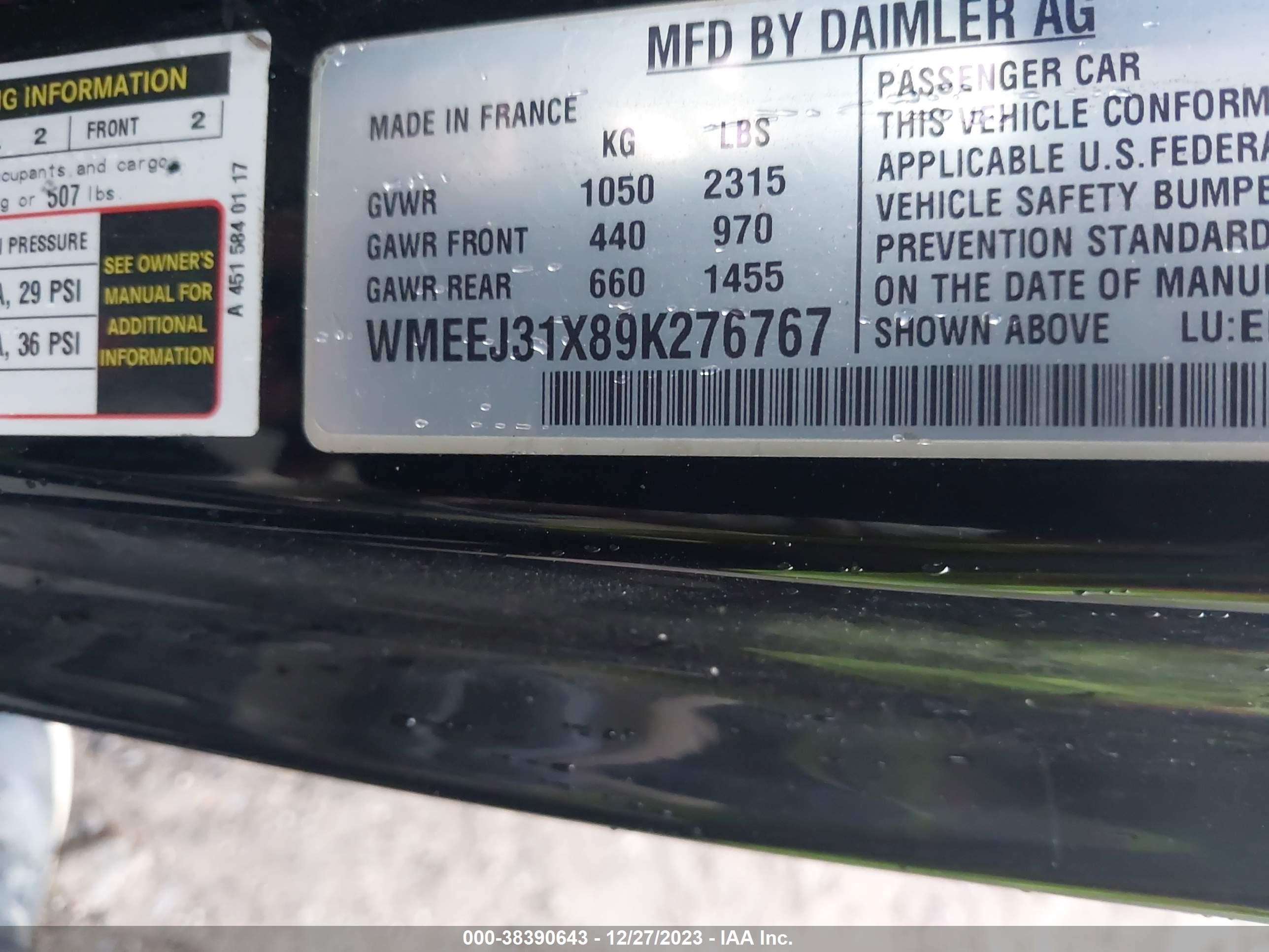 Photo 8 VIN: WMEEJ31X89K276767 - SMART FORTWO 