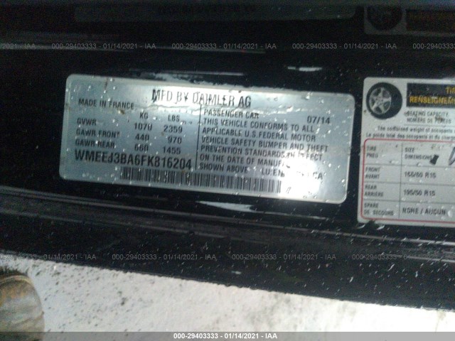 Photo 8 VIN: WMEEJ3BA6FK816204 - SMART FORTWO 