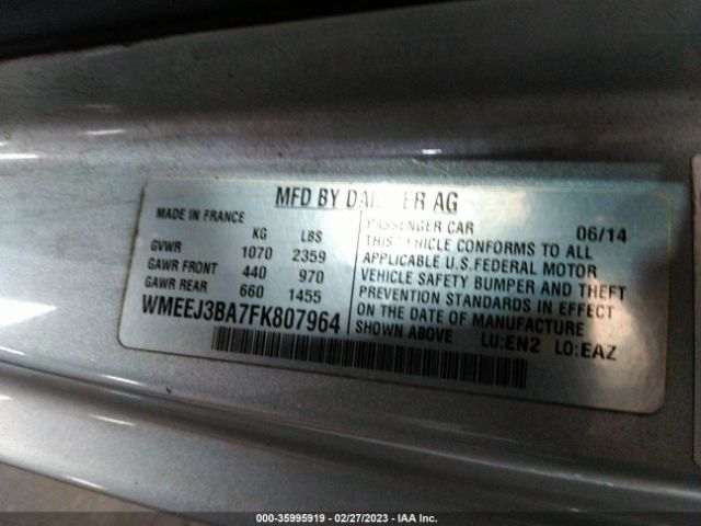 Photo 8 VIN: WMEEJ3BA7FK807964 - SMART FORTWO 