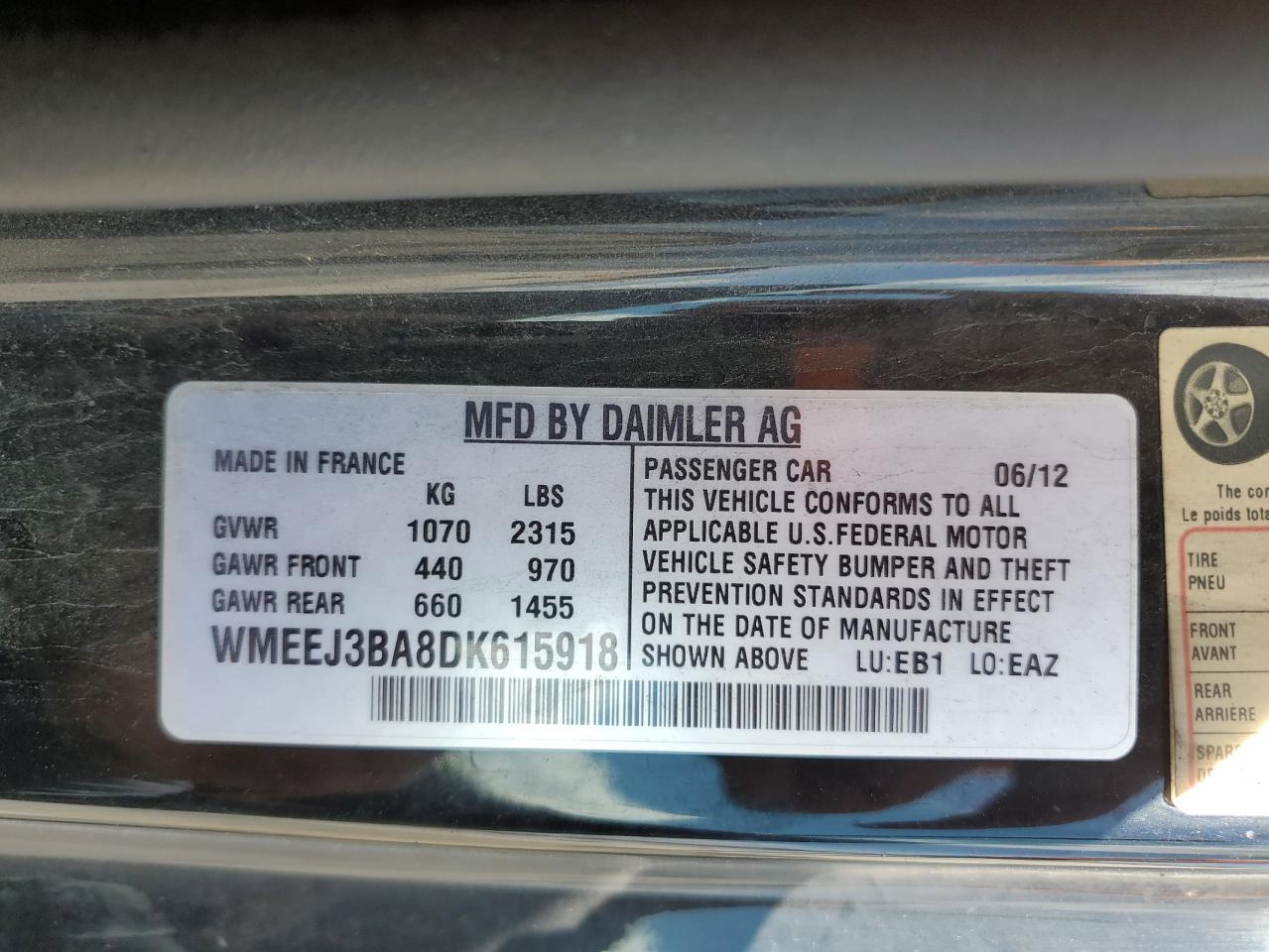 Photo 11 VIN: WMEEJ3BA8DK615918 - SMART FORTWO 