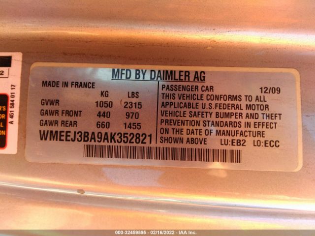 Photo 8 VIN: WMEEJ3BA9AK352821 - SMART FORTWO 