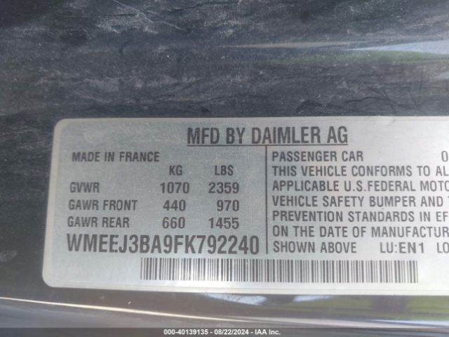 Photo 8 VIN: WMEEJ3BA9FK792240 - SMART FORTWO 