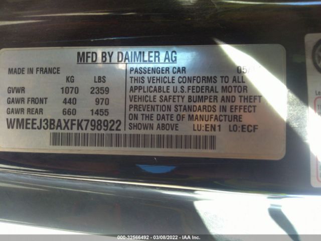 Photo 8 VIN: WMEEJ3BAXFK798922 - SMART FORTWO 