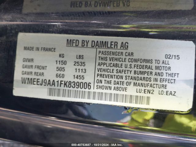 Photo 8 VIN: WMEEJ9AA1FK839006 - SMART FORTWO ELECTRIC DRIVE 