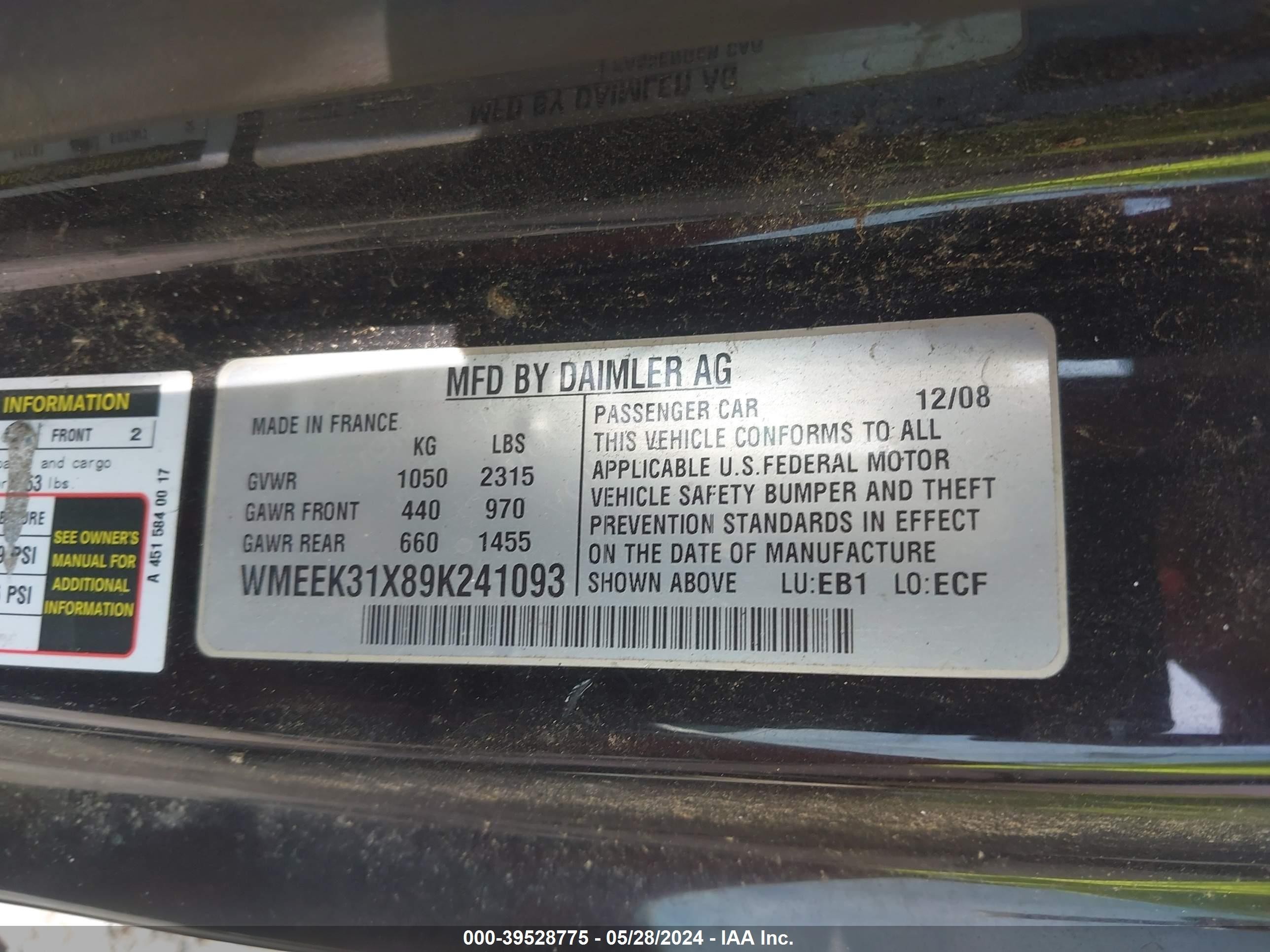 Photo 8 VIN: WMEEK31X89K241093 - SMART FORTWO 