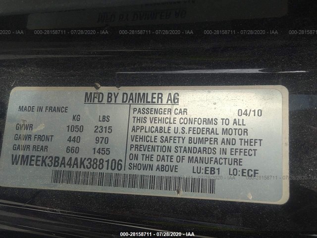 Photo 8 VIN: WMEEK3BA4AK388106 - SMART FORTWO 