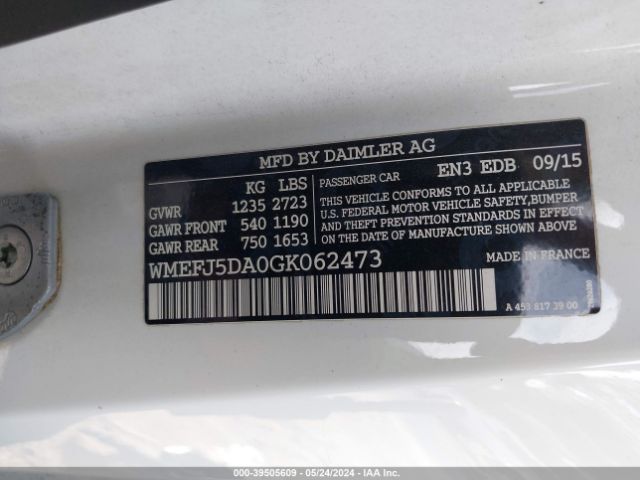 Photo 8 VIN: WMEFJ5DA0GK062473 - SMART FORTWO 